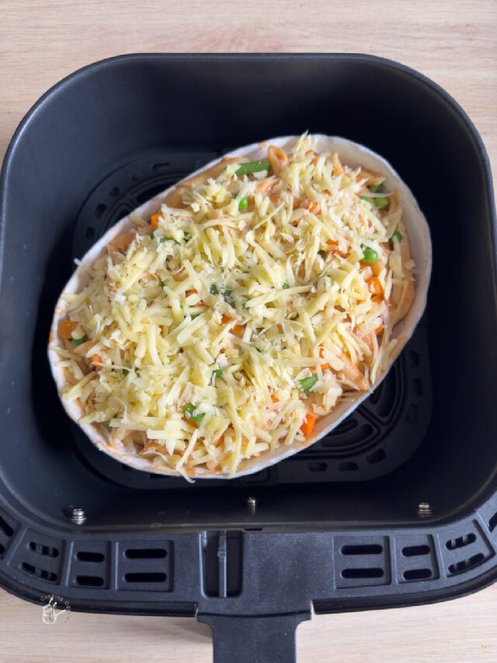 air fryer pasta bake processes steps