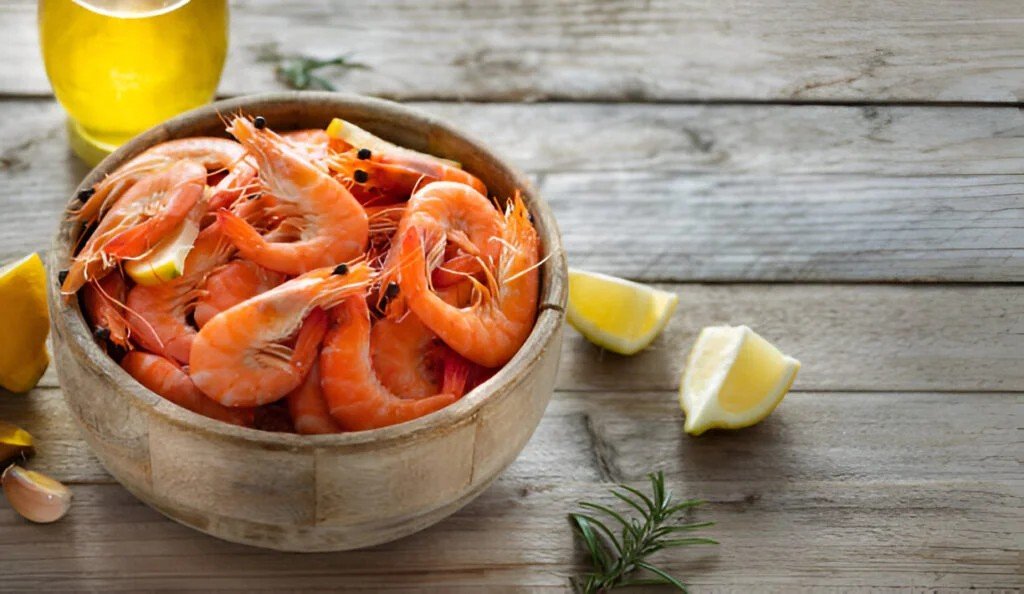 boiled shrimps on plate