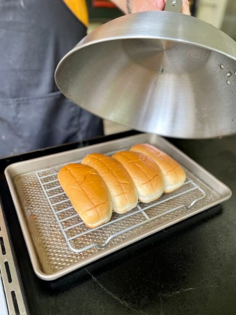 griddle hot dogs steam buns