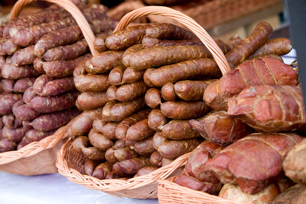 many sausage in market