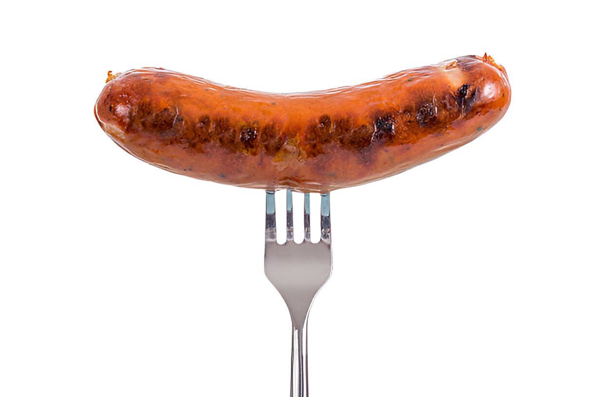 sausage on a fork