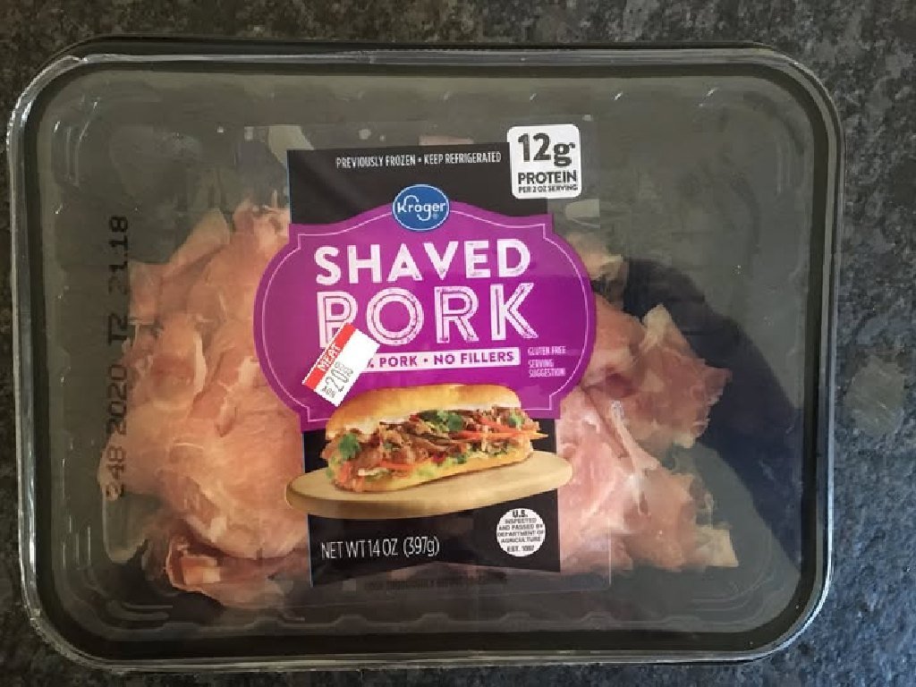 Kroger Shaved Pork in Packaging