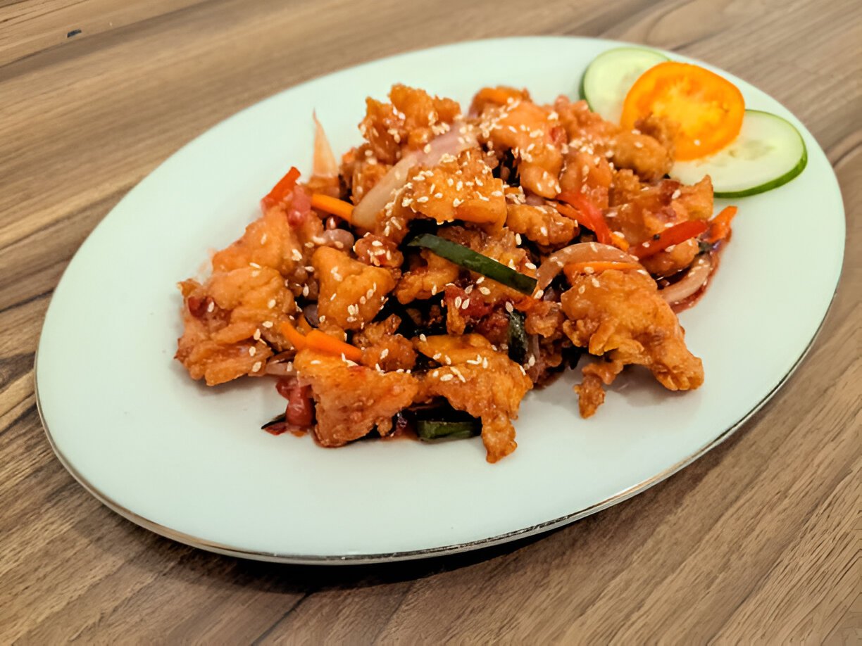 orange chicken ayam asam manis or sweet and sour chicken