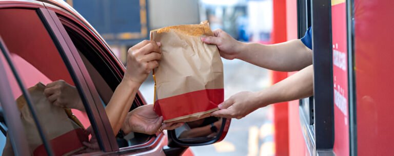 drive thru fast food restaurant staff serving