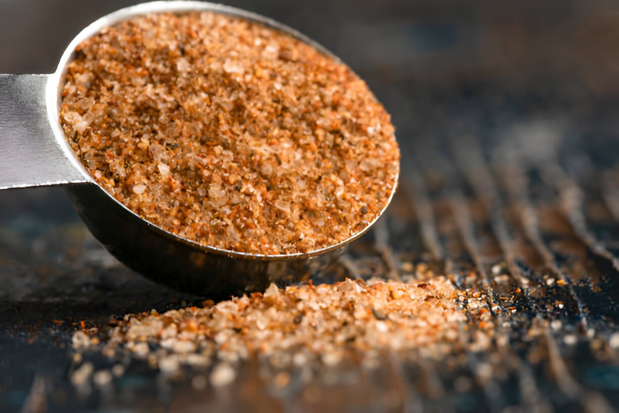 cajun seasoning spilled from a teaspoon