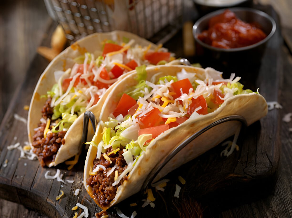 soft beef tacos with fries